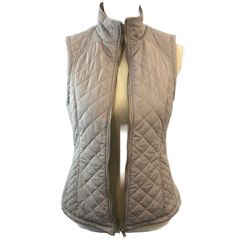Aspen Tan‎ Quilted Zip Front Vest Small
